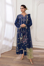 Rang Rasiya Lumeire Silk Unstitched Embroidered 3Pc Suit - Azul