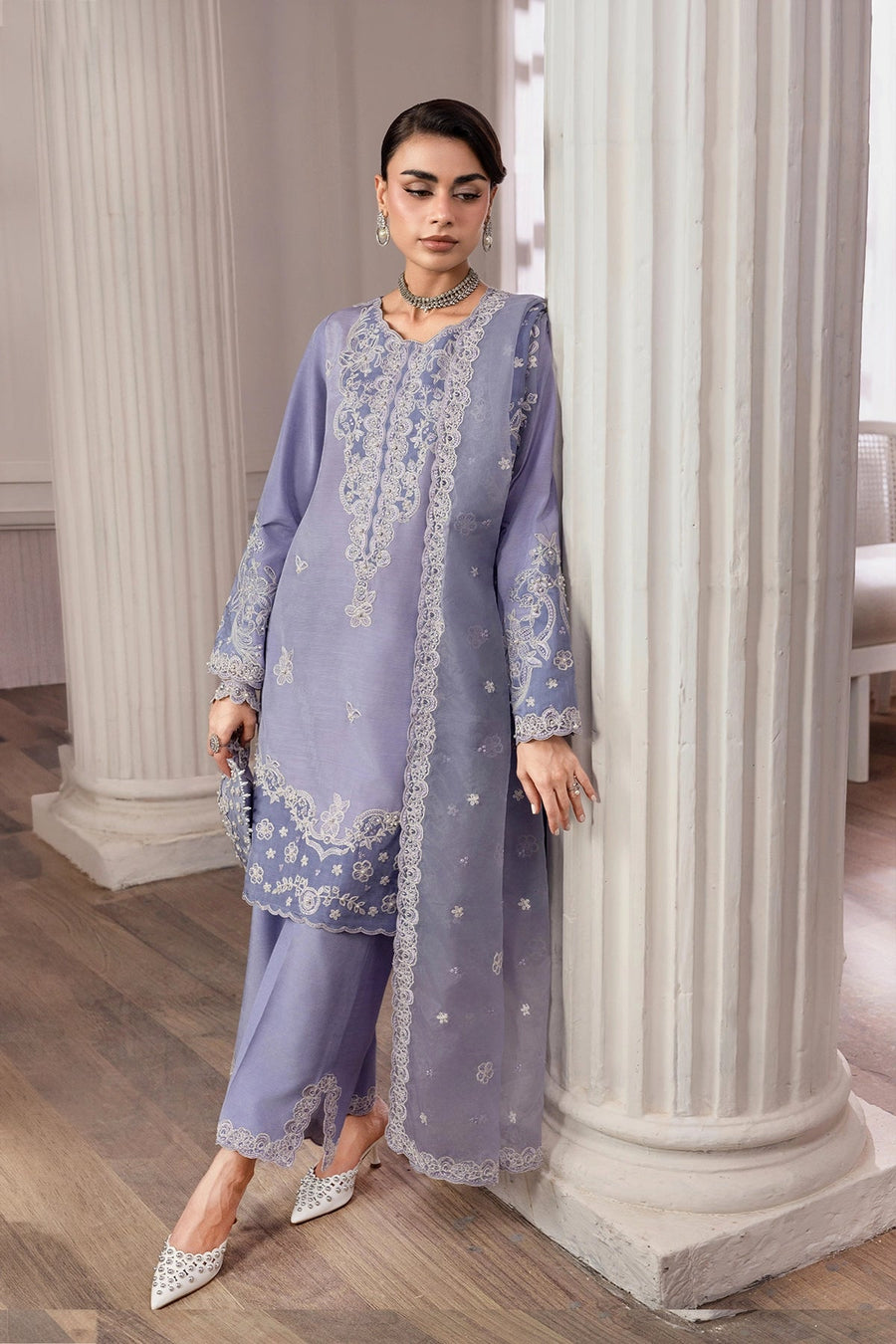 Rang Rasiya Lumeire Silk Unstitched Embroidered 3Pc Suit - Mistica