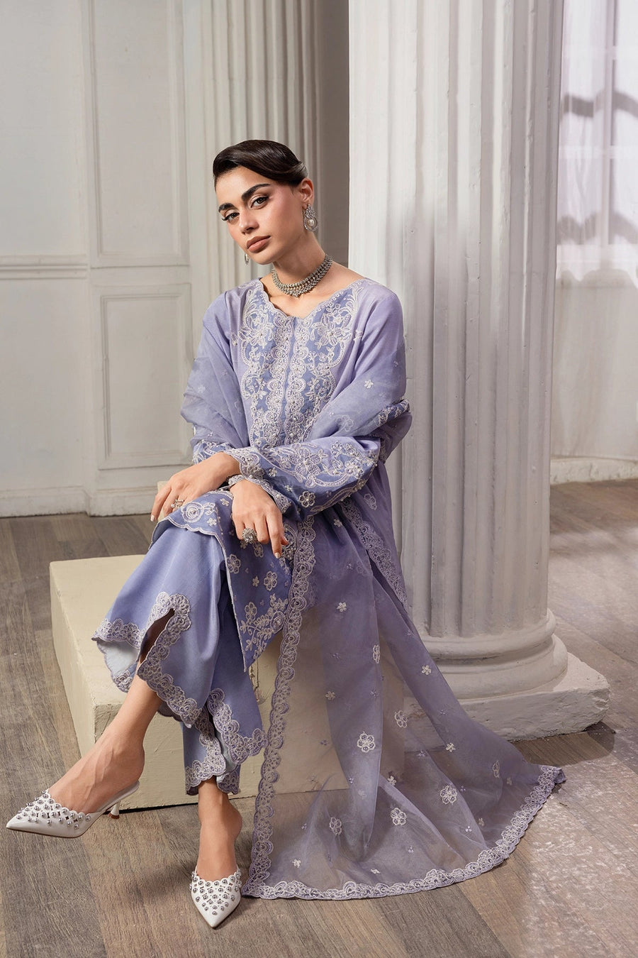 Rang Rasiya Lumeire Silk Unstitched Embroidered 3Pc Suit - Mistica