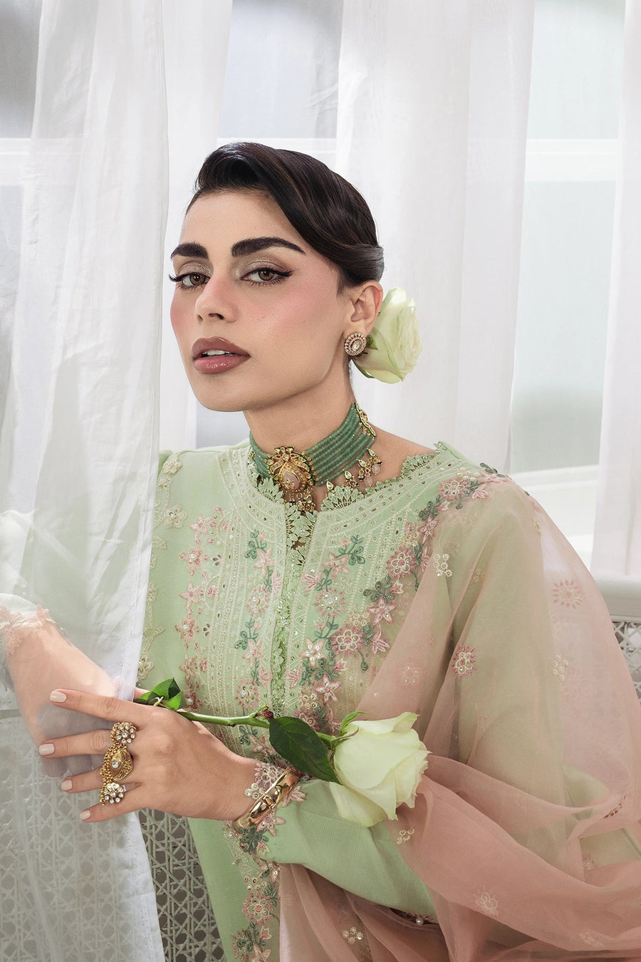 Rang Rasiya Lumeire Silk Unstitched Embroidered 3Pc Suit - Jazmin
