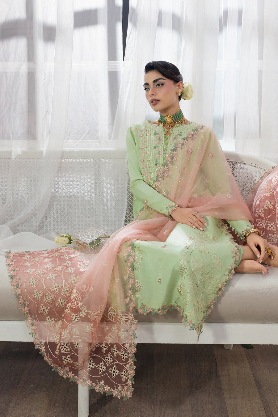 Rang Rasiya Lumeire Silk Unstitched Embroidered 3Pc Suit - Jazmin