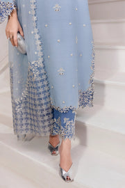 Rang Rasiya Lumeire Silk Unstitched Embroidered 3Pc Suit - Cielo