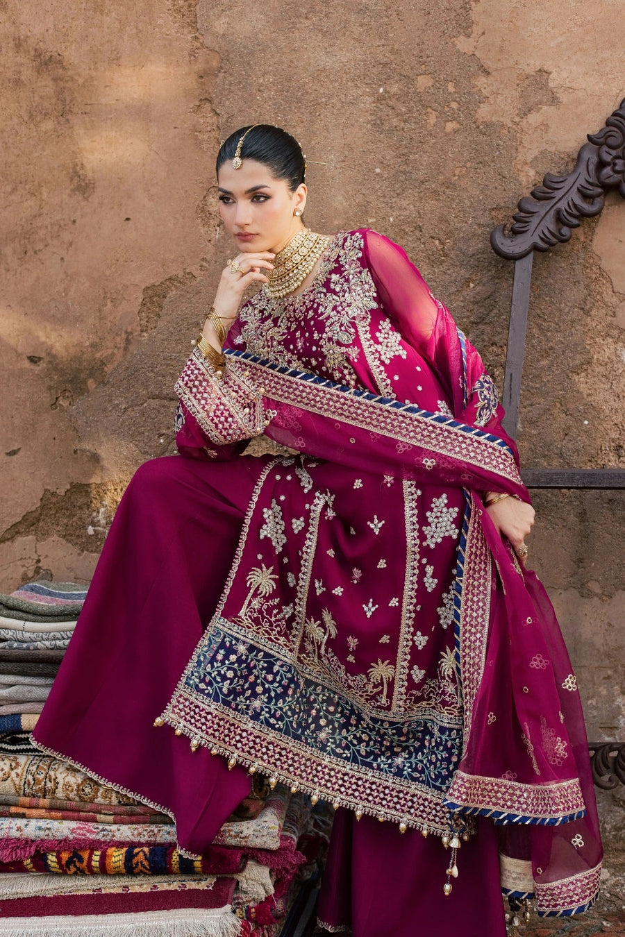 Rang Rasiya Chatoyer Embroidered Chiffon Unstitched 3Pc Suit - Flame