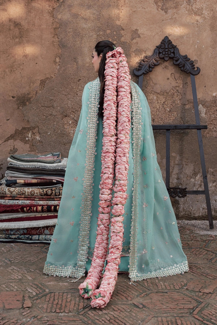 Rang Rasiya Chatoyer Embroidered Chiffon Unstitched 3Pc Suit - Celeste