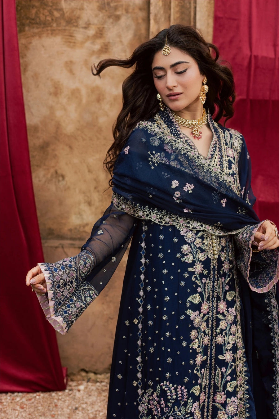 Rang Rasiya Chatoyer Embroidered Chiffon Unstitched 3Pc Suit - Ciel
