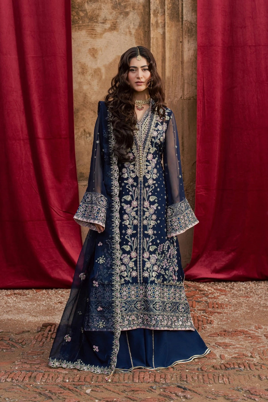 Rang Rasiya Chatoyer Embroidered Chiffon Unstitched 3Pc Suit - Ciel