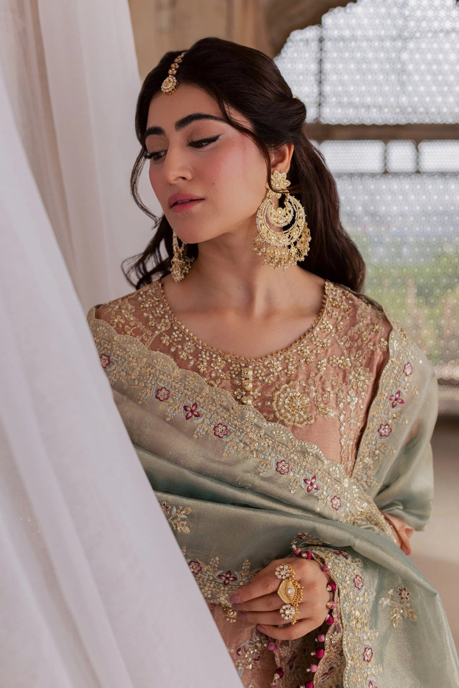Rang Rasiya Chatoyer Embroidered Zari Tissue Unstitched 3Pc Suit - Fleur
