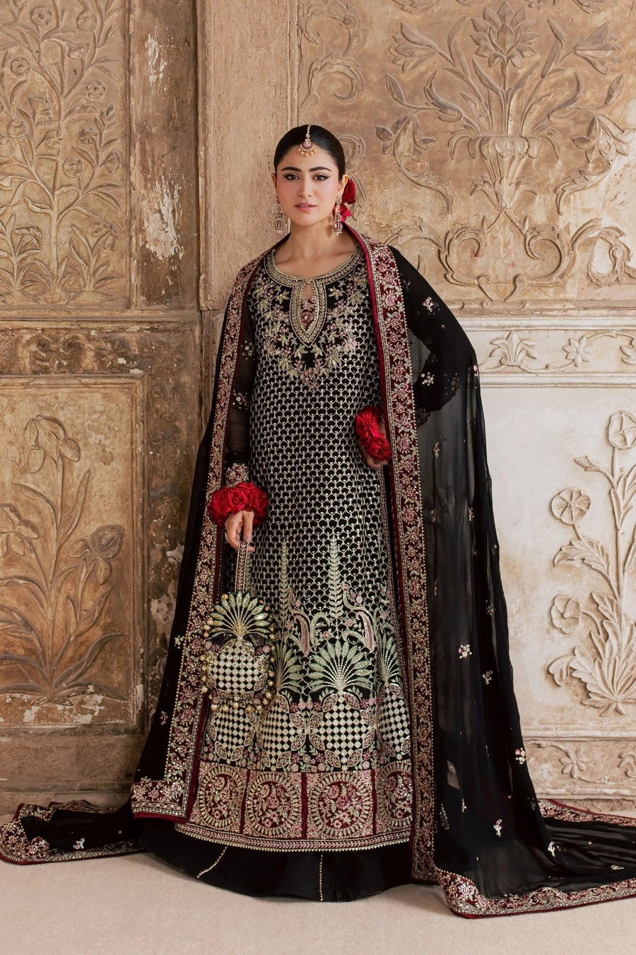 Rang Rasiya Chatoyer Embroidered Chiffon Unstitched 3Pc Suit - Noir