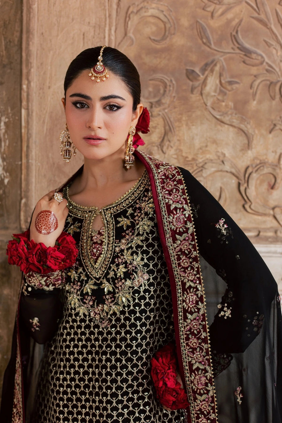 Rang Rasiya Chatoyer Embroidered Chiffon Unstitched 3Pc Suit - Noir