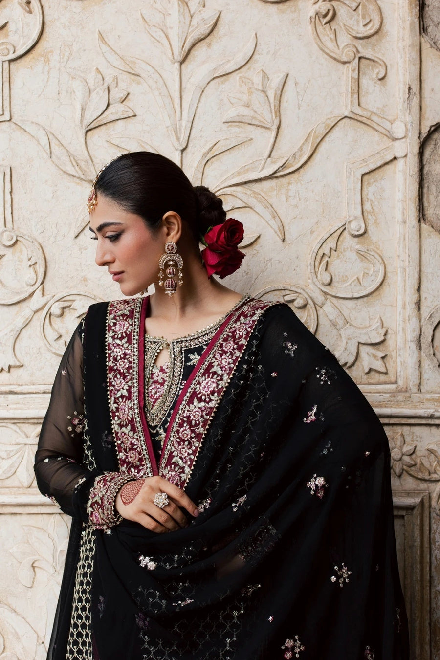 Rang Rasiya Chatoyer Embroidered Chiffon Unstitched 3Pc Suit - Noir