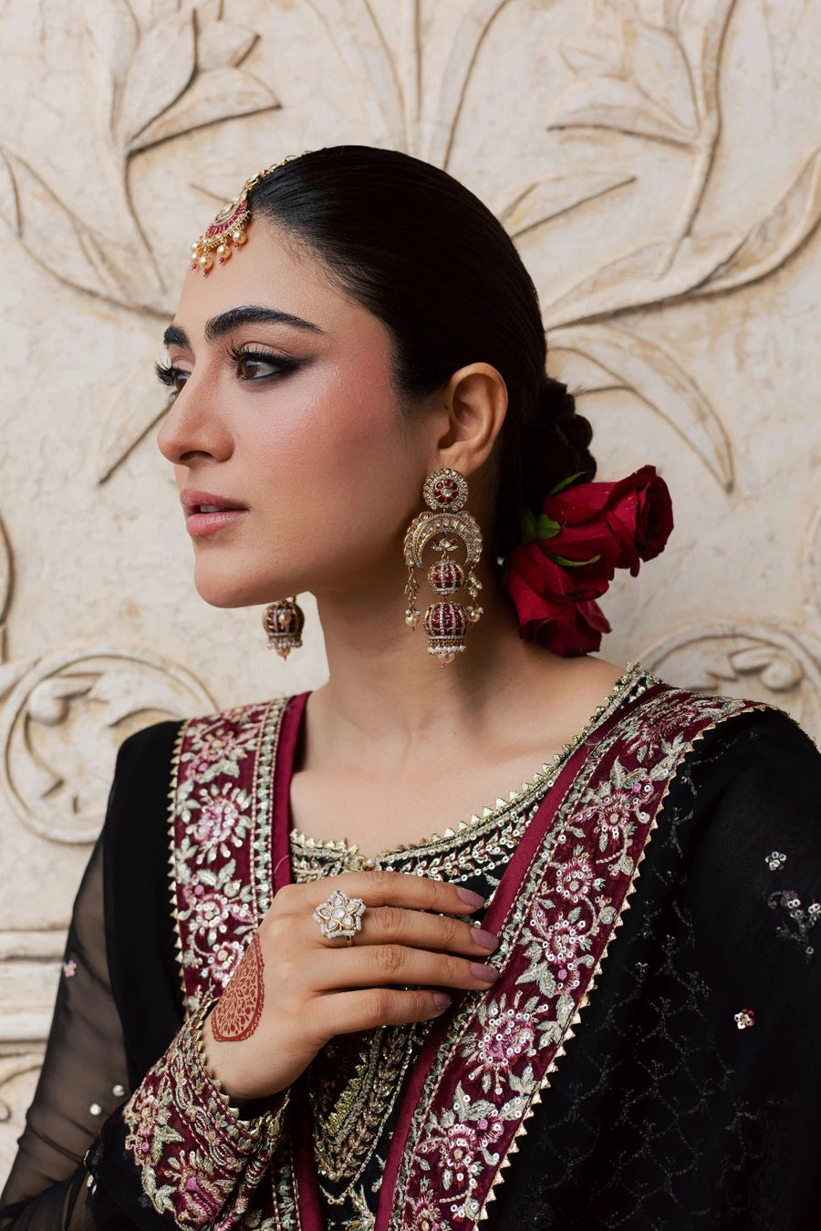 Rang Rasiya Chatoyer Embroidered Chiffon Unstitched 3Pc Suit - Noir