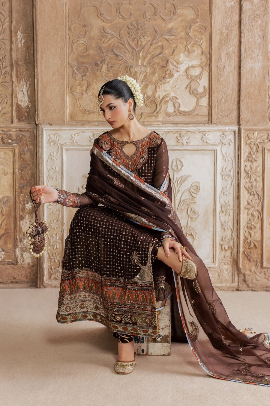 Rang Rasiya Chatoyer Embroidered Chiffon Unstitched 3Pc Suit - Dune