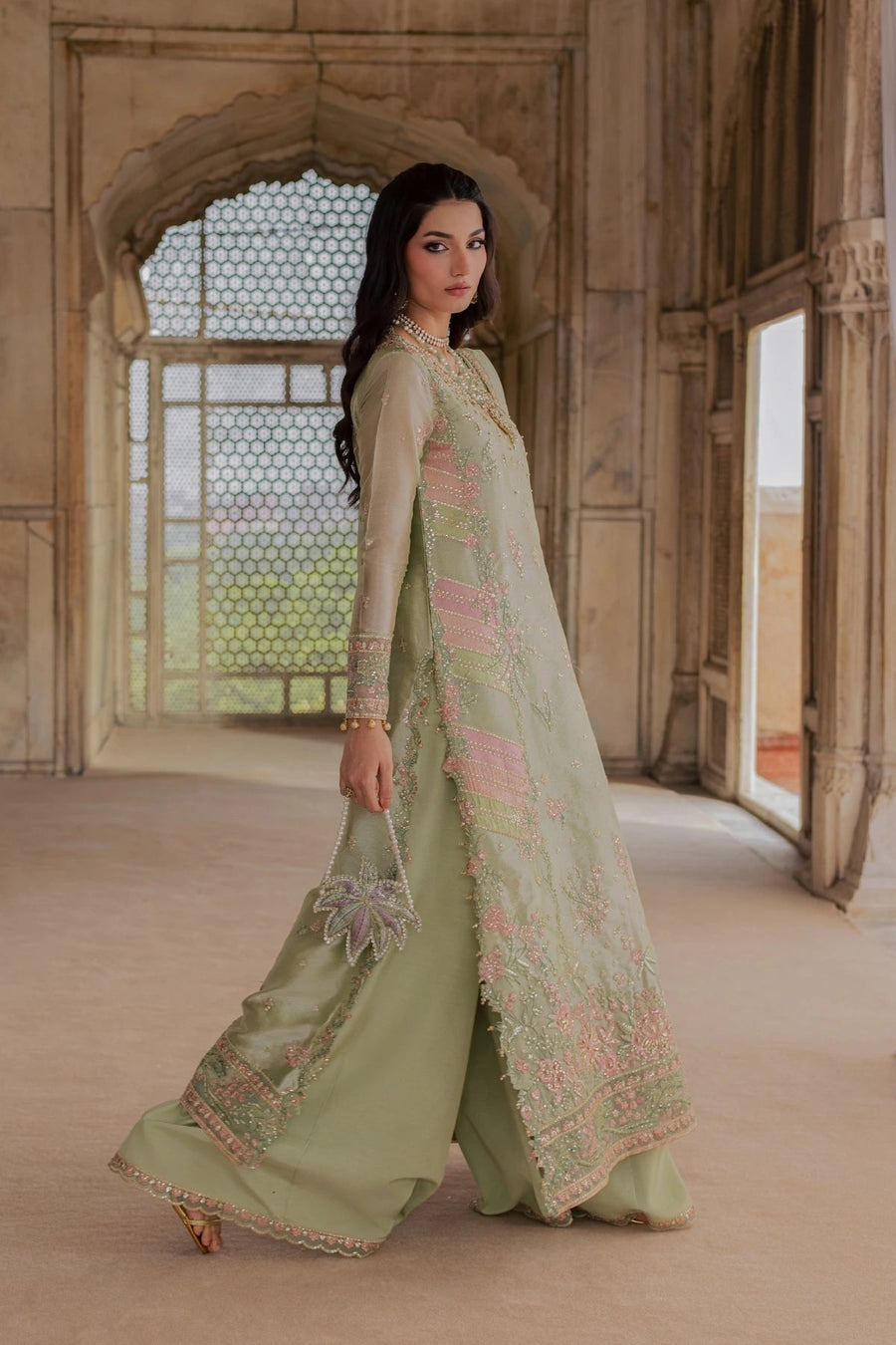 Rang Rasiya Chatoyer Embroidered Zari Tissue Unstitched 3Pc Suit - Eira