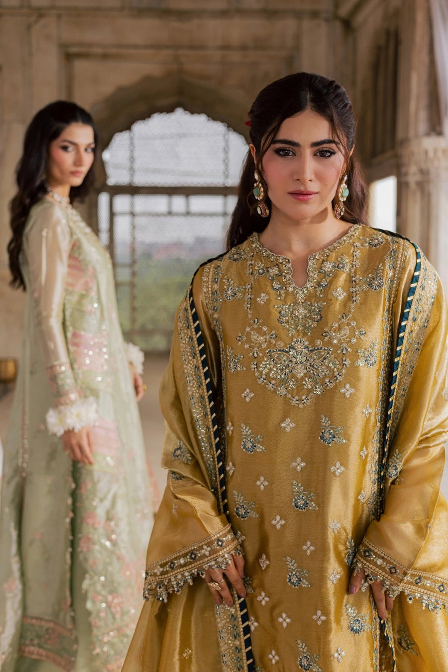 Rang Rasiya Chatoyer Embroidered Zari Tissue Unstitched 3Pc Suit - Dora