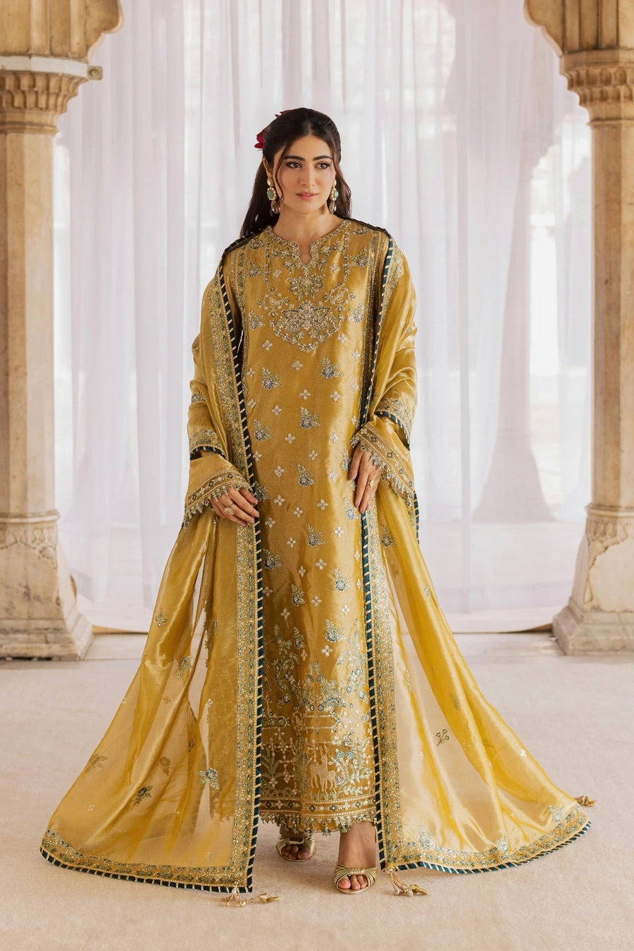 Rang Rasiya Chatoyer Embroidered Zari Tissue Unstitched 3Pc Suit - Dora