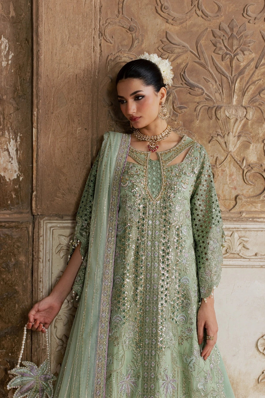 Rang Rasiya Chatoyer Embroidered Chiffon Unstitched 3Pc Suit - Fern