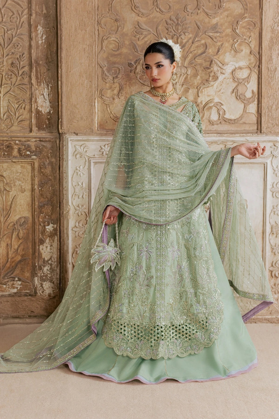 Rang Rasiya Chatoyer Embroidered Chiffon Unstitched 3Pc Suit - Fern