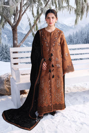 Rang Rasiya Carnation Embroidered Karandi Unstitched 3Pc Suit D-01 Ember
