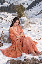 Rang Rasiya Carnation Embroidered Karandi Unstitched 3Pc Suit D-02 Solene