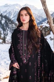 Rang Rasiya Carnation Embroidered Karandi Unstitched 3Pc Suit D-07 Onyx