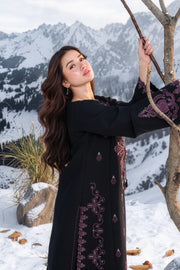Rang Rasiya Carnation Embroidered Karandi Unstitched 3Pc Suit D-07 Onyx