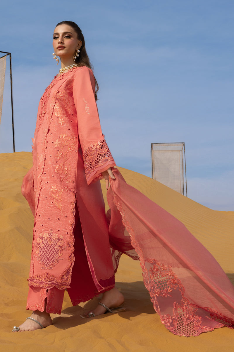 Rang Rasiya Premium Embroidered Lawn Unstitched 3Pc Suit D-01 ELNAZ