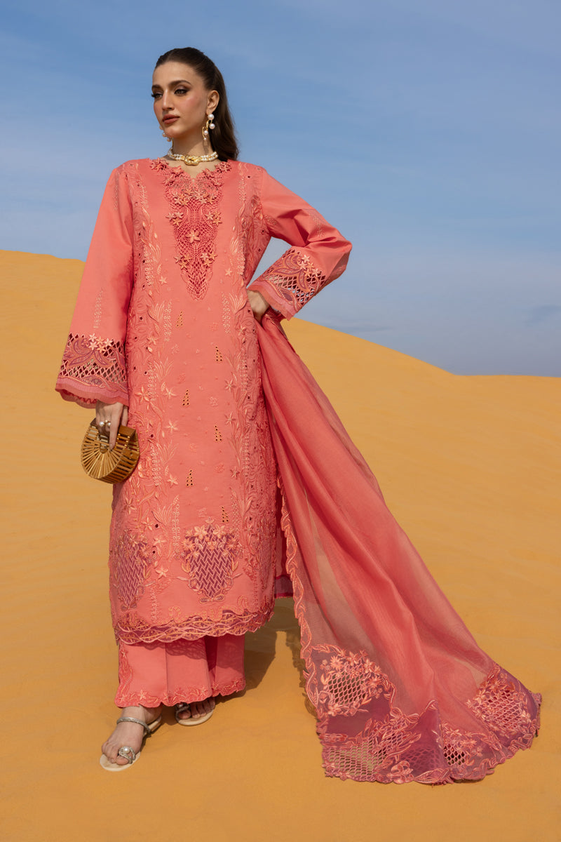 Rang Rasiya Premium Embroidered Lawn Unstitched 3Pc Suit D-01 ELNAZ