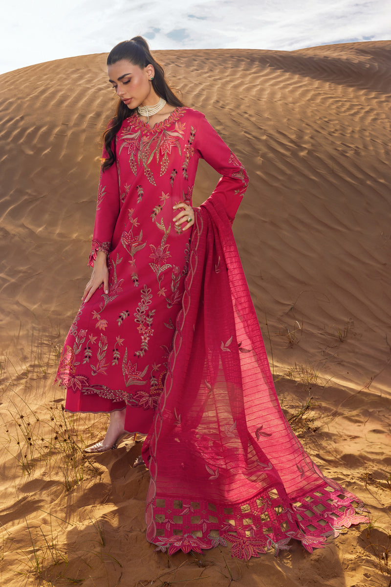 Rang Rasiya Premium Embroidered Lawn Unstitched 3Pc Suit D-09 SAFA