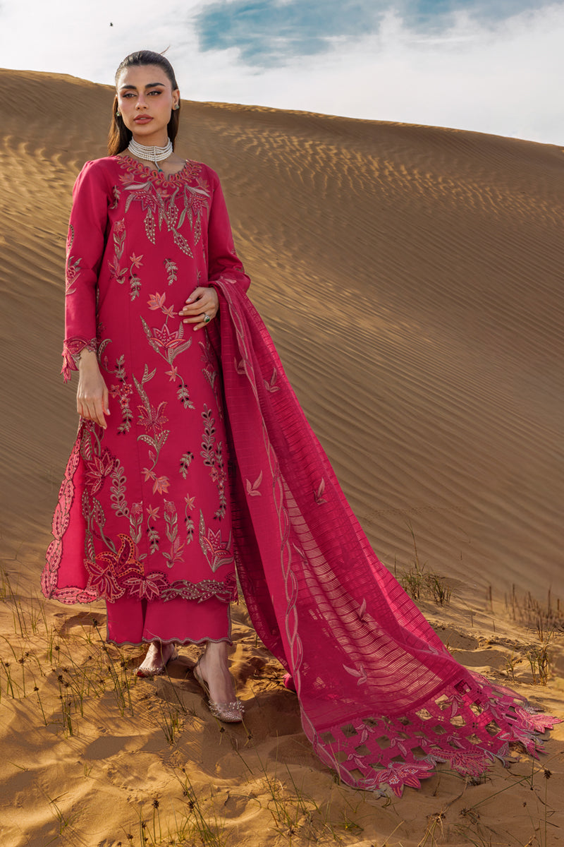 Rang Rasiya Premium Embroidered Lawn Unstitched 3Pc Suit D-09 SAFA
