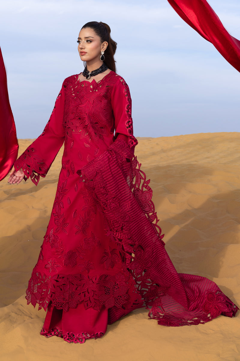 Rang Rasiya Premium Embroidered Lawn Unstitched 3Pc Suit D-12 RAMEEN