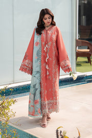 Rang Rasiya Carnation Embroidered Lawn Unstitched 3Pc Suit D-03 LEEZA