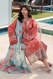 Rang Rasiya Carnation Embroidered Lawn Unstitched 3Pc Suit D-03 LEEZA