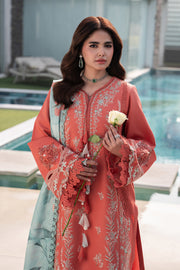 Rang Rasiya Carnation Embroidered Lawn Unstitched 3Pc Suit D-03 LEEZA