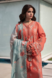 Rang Rasiya Carnation Embroidered Lawn Unstitched 3Pc Suit D-03 LEEZA