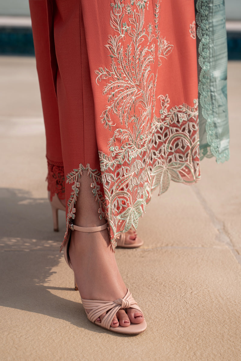 Rang Rasiya Carnation Embroidered Lawn Unstitched 3Pc Suit D-03 LEEZA