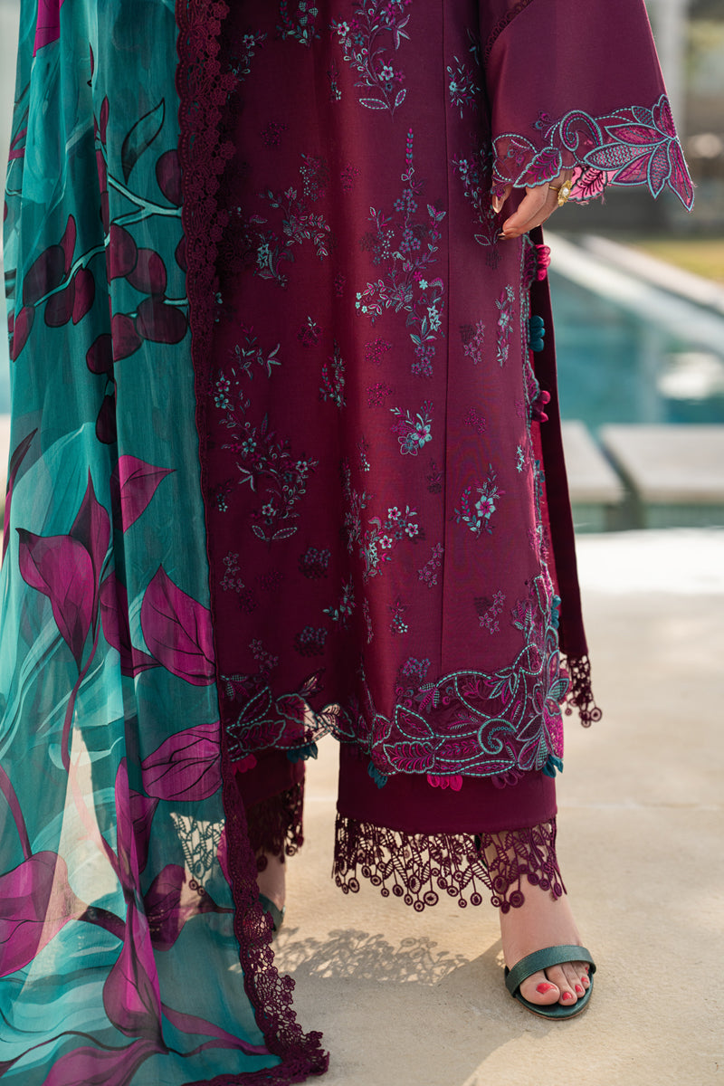 Rang Rasiya Carnation Embroidered Lawn Unstitched 3Pc Suit D-07 KAIA