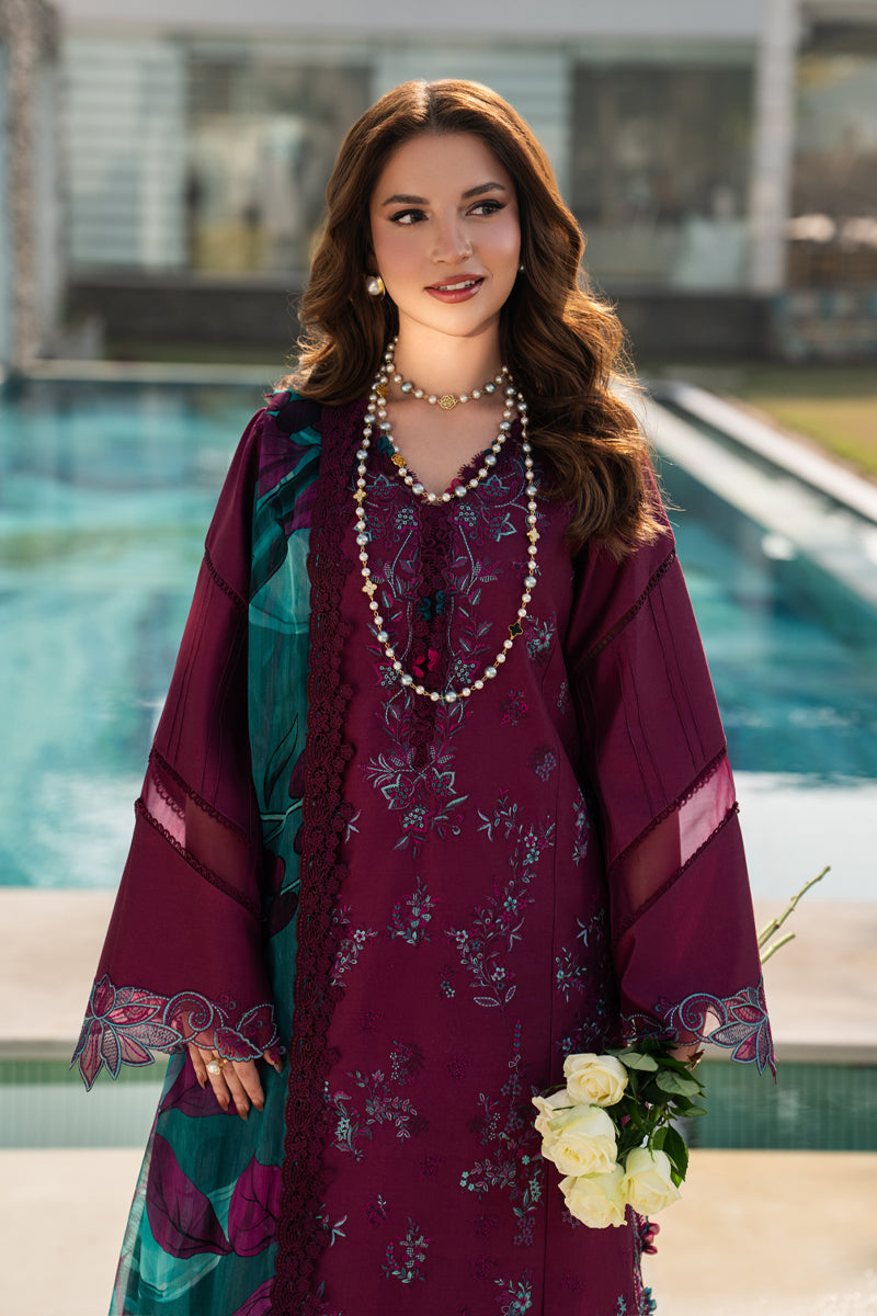 Rang Rasiya Carnation Embroidered Lawn Unstitched 3Pc Suit D-07 KAIA