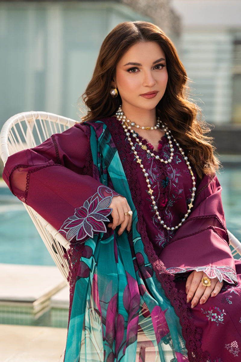 Rang Rasiya Carnation Embroidered Lawn Unstitched 3Pc Suit D-07 KAIA