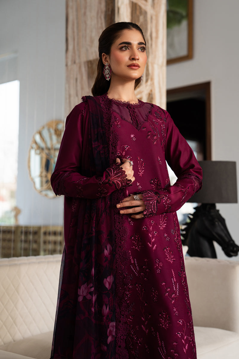 Rang Rasiya Carnation Embroidered Lawn Unstitched 3Pc Suit D-15 NORA