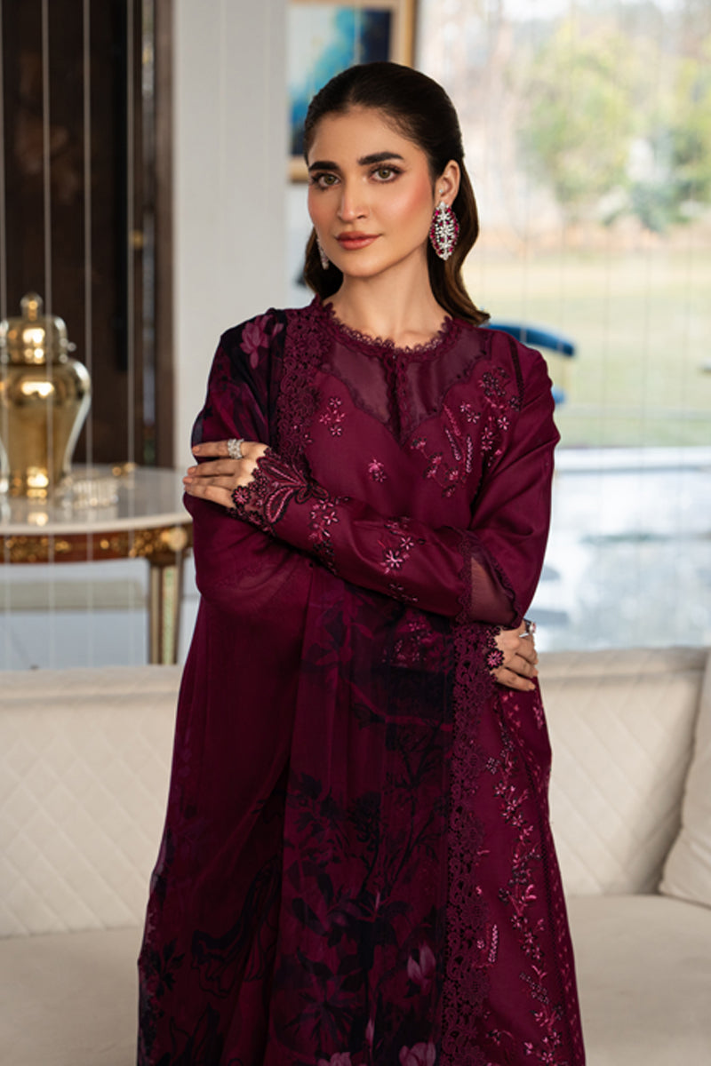 Rang Rasiya Carnation Embroidered Lawn Unstitched 3Pc Suit D-15 NORA