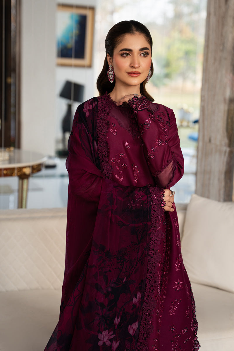 Rang Rasiya Carnation Embroidered Lawn Unstitched 3Pc Suit D-15 NORA