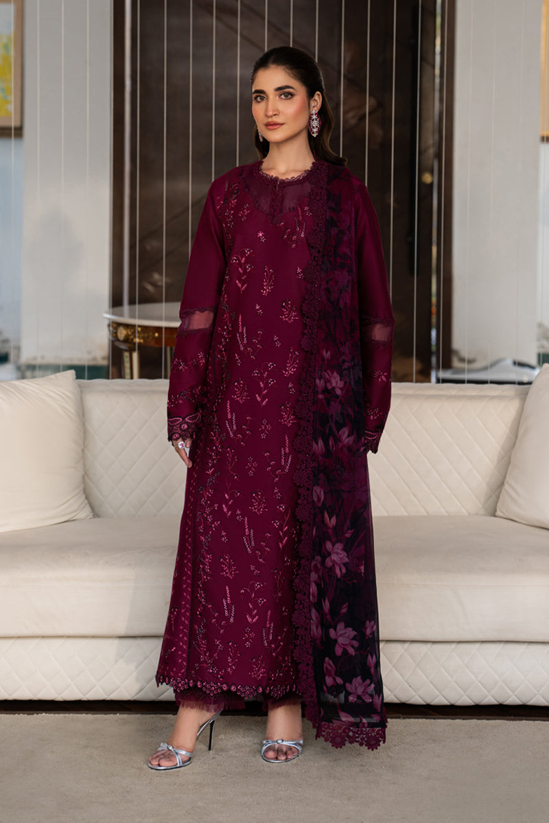Rang Rasiya Carnation Embroidered Lawn Unstitched 3Pc Suit D-15 NORA