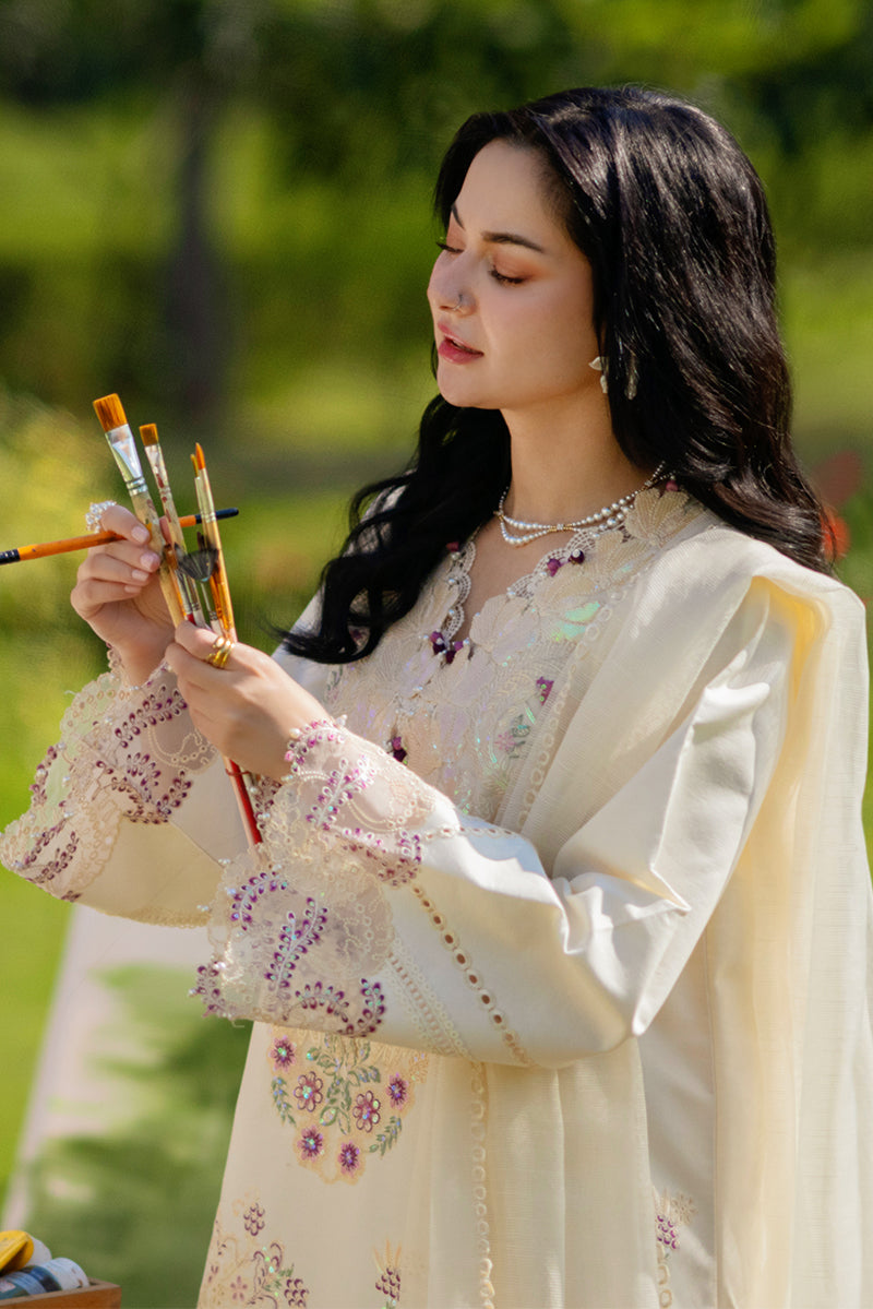 Rang Rasiya Premium Embroidered Lawn Unstitched 3Pc Suit - HANIA