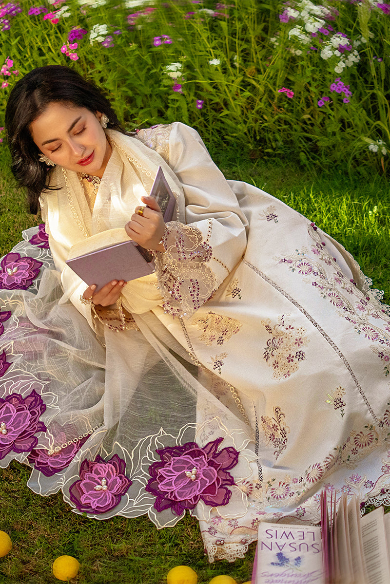 Rang Rasiya Premium Embroidered Lawn Unstitched 3Pc Suit - HANIA