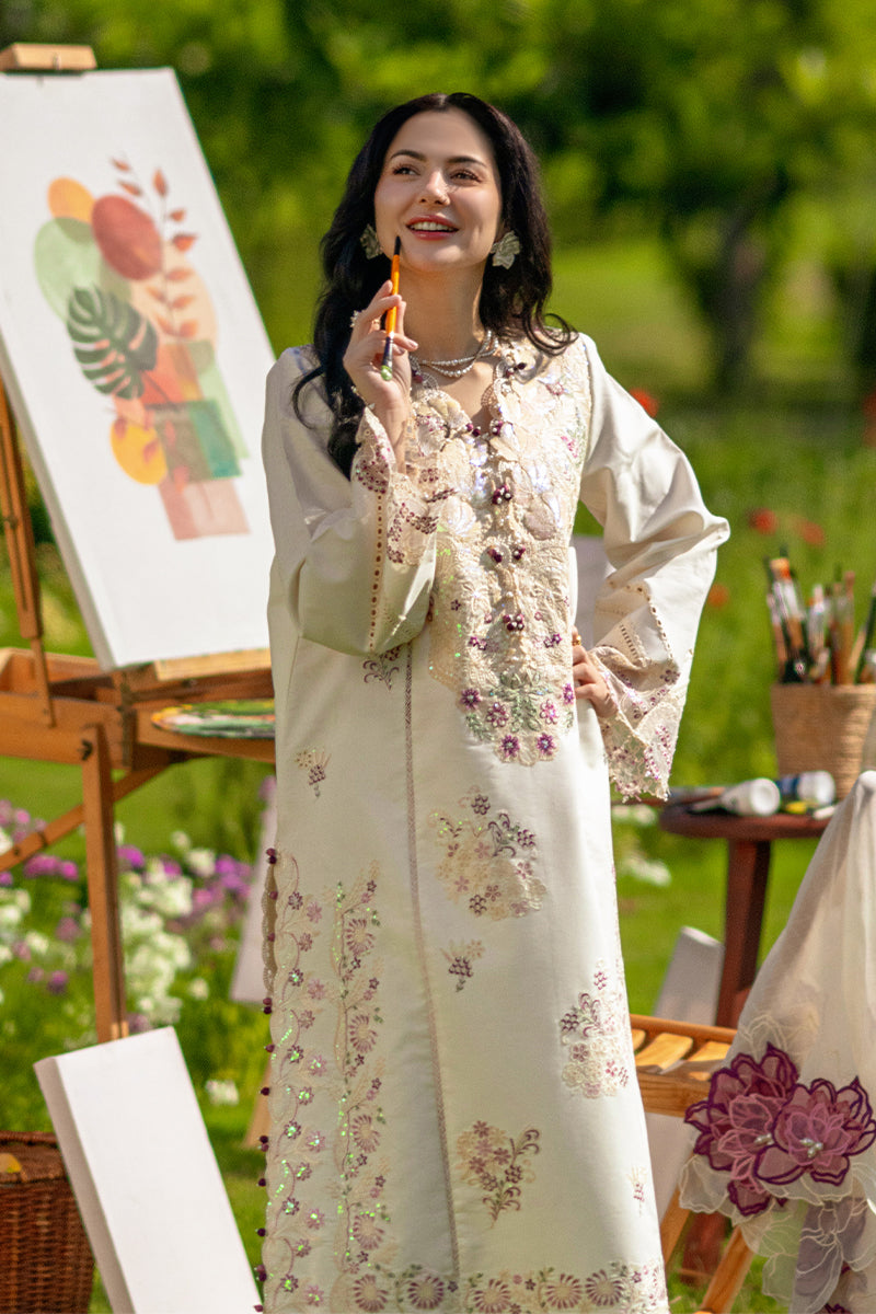 Rang Rasiya Premium Embroidered Lawn Unstitched 3Pc Suit - HANIA