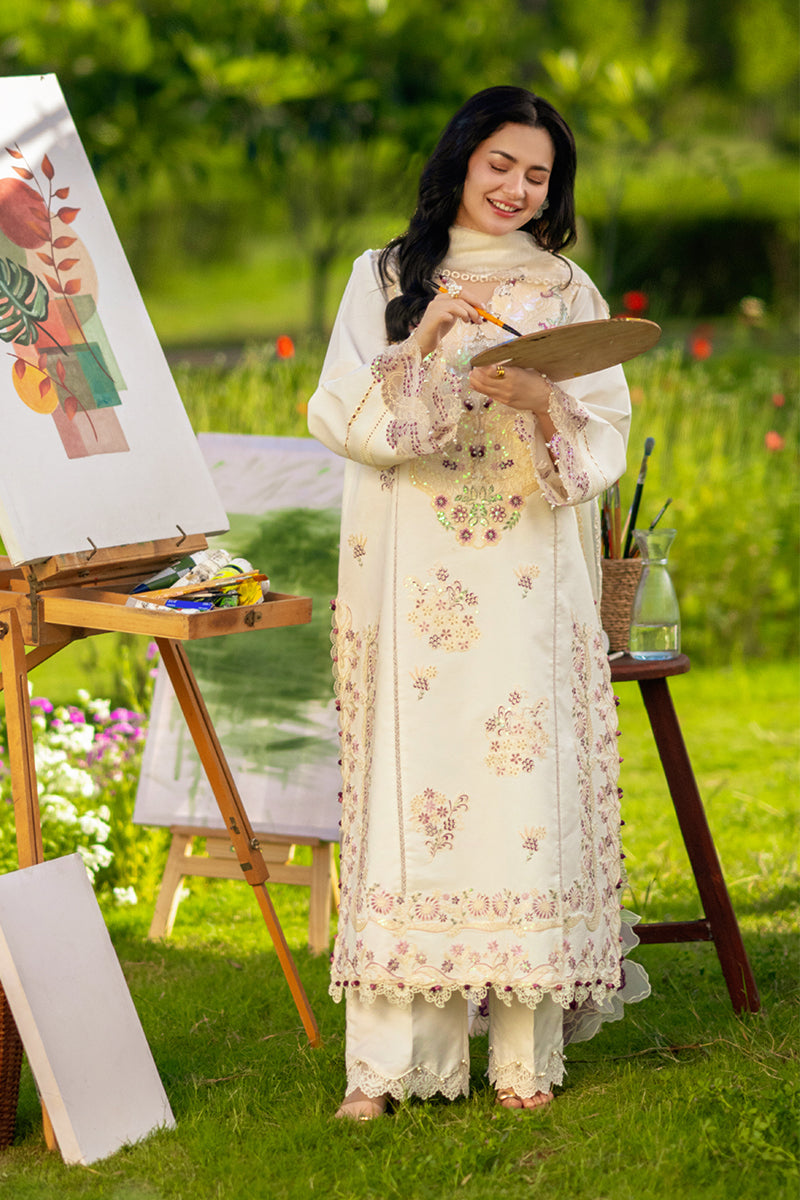 Rang Rasiya Premium Embroidered Lawn Unstitched 3Pc Suit - HANIA