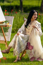 Rang Rasiya Premium Embroidered Lawn Unstitched 3Pc Suit - HANIA