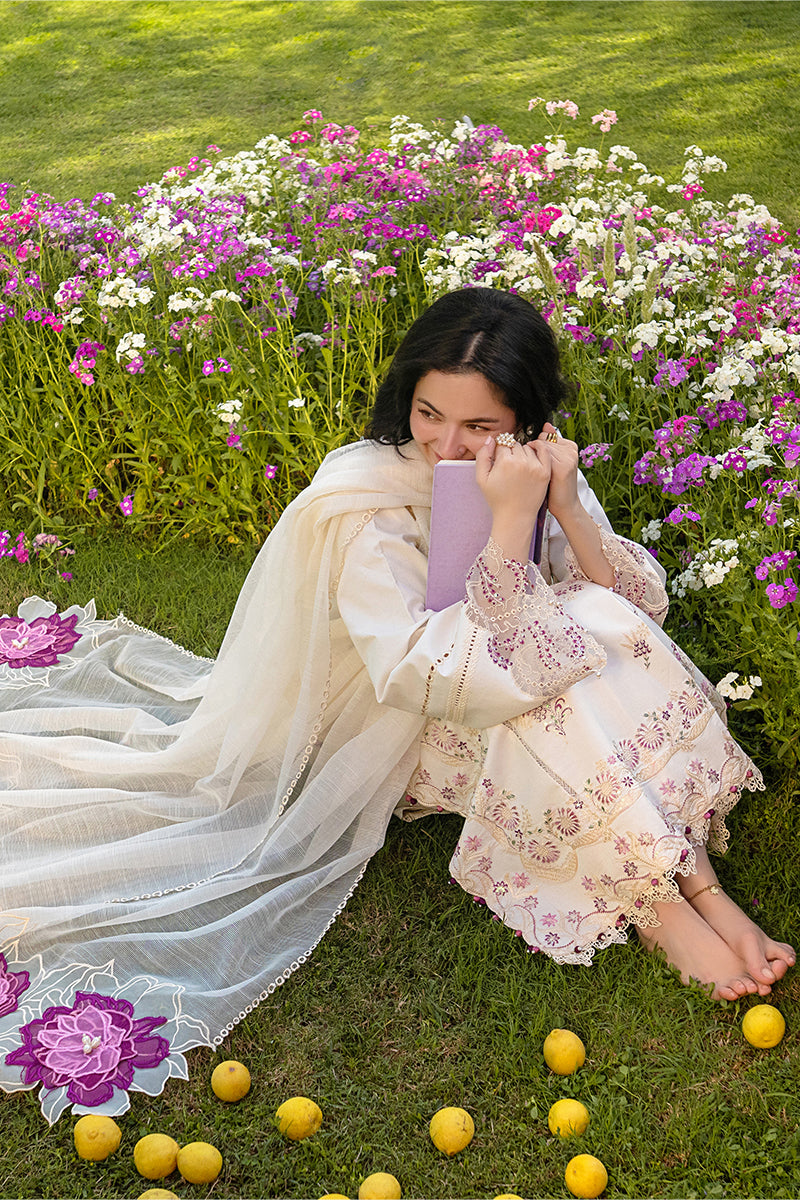 Rang Rasiya Premium Embroidered Lawn Unstitched 3Pc Suit - HANIA