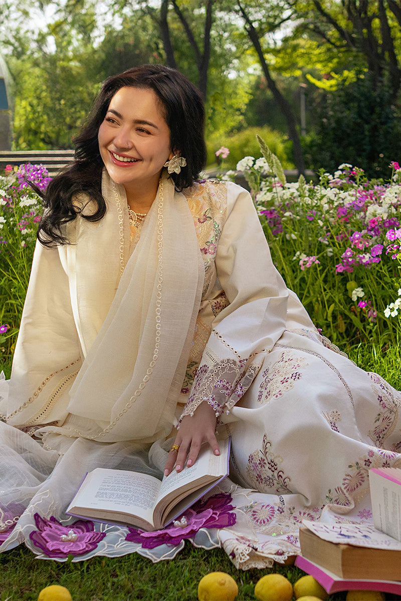 Rang Rasiya Premium Embroidered Lawn Unstitched 3Pc Suit - HANIA