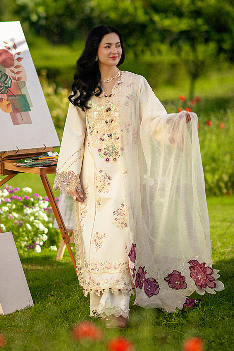 Rang Rasiya Premium Embroidered Lawn Unstitched 3Pc Suit - HANIA